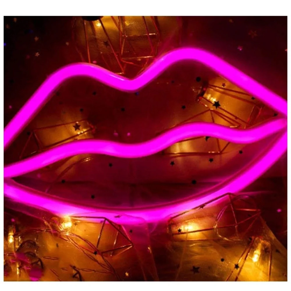 Pink Lip Shaped Neon Signs